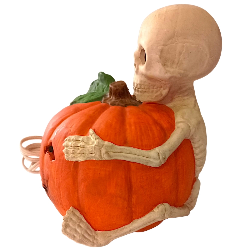 Vintage Halloween Figure Pumpkin Skeleton Light Up Ceramic 90s‎ Spooky Autumn - Picture 7 of 16